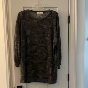 Three Bird Nest Gray and Green Textured mini dress